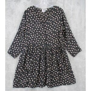 Vintage Knit Wit Dress Womens Large Floral Button Tiered Babydoll Semi Sheer